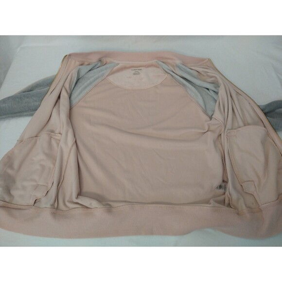 Calvin Klein Full-Zip Velour Hooded Track Jacket *Flaw Pink/Gray Size M Soft! - Picture 5 of 15